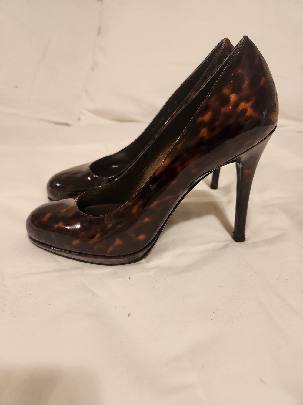 Stuart Weitzman Tortoiseshell Brown Patent High Heel Pumps